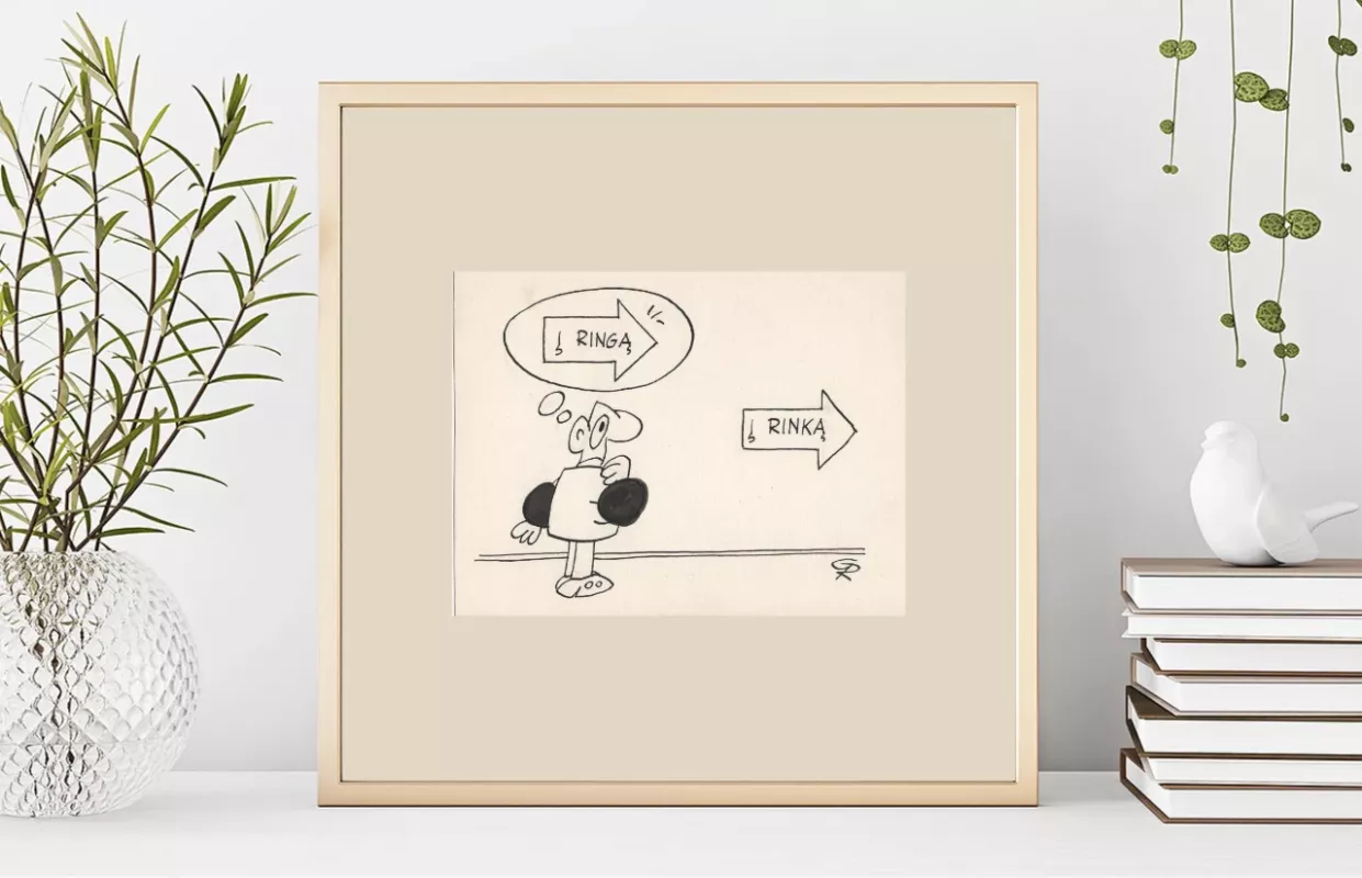 Originali knygos iliustracija iš ciklo Lietuvos Anekdotai 1990-99m. - Rimtautas Grabauskas, knyga 2