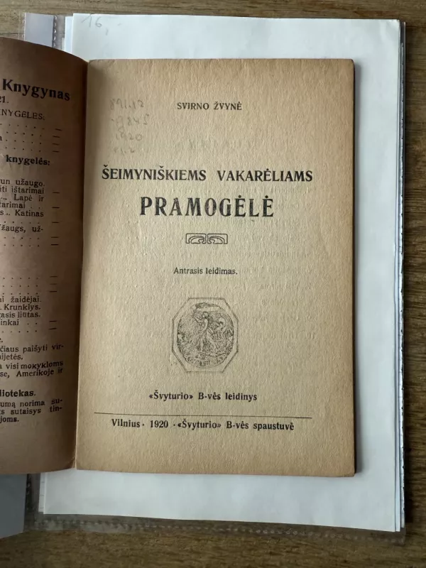 Šeimyniškiems vakarėliams pramogėlė 1920 - Svirno Žvynė, knyga 3