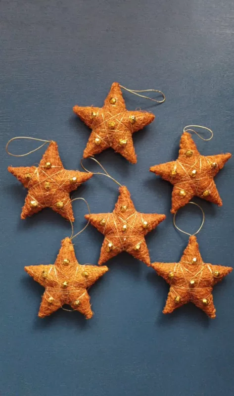 Kalėdų eglutės žaisliukai iš rafijos, 10x10cm, 6vnt. - , namai ir interjeras 2