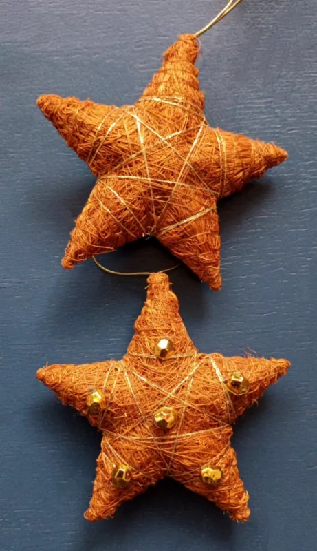 Kalėdų eglutės žaisliukai iš rafijos, 10x10cm, 6vnt. - , namai ir interjeras 4