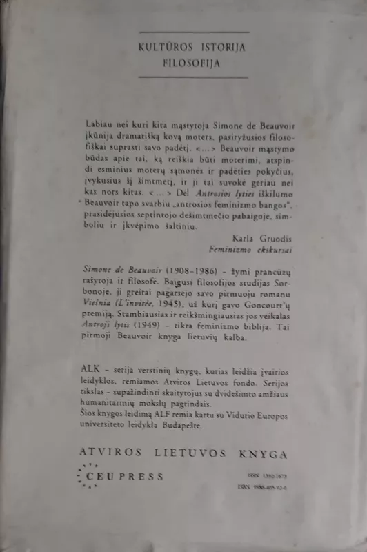 Antroji lytis - Simone de Beauvoir, knyga 3