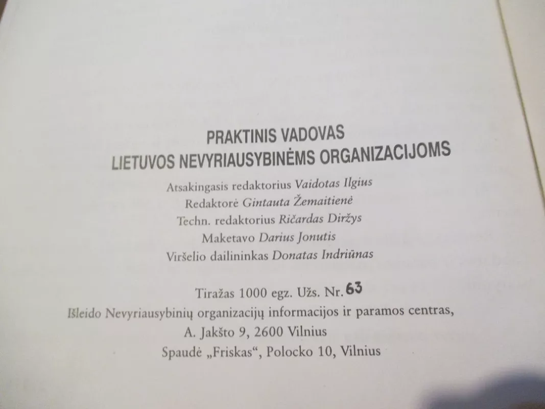 Praktinis vadovas Lietuvos nevyriausybinėms organizacijoms - Vaidotas Ilgius, knyga 6