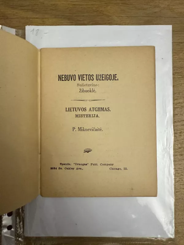 Nebuvo vietos užeigoje; Lietuvis Atgiimas 1912 - Žibuoklė, P. Miknevičaitė, knyga 3