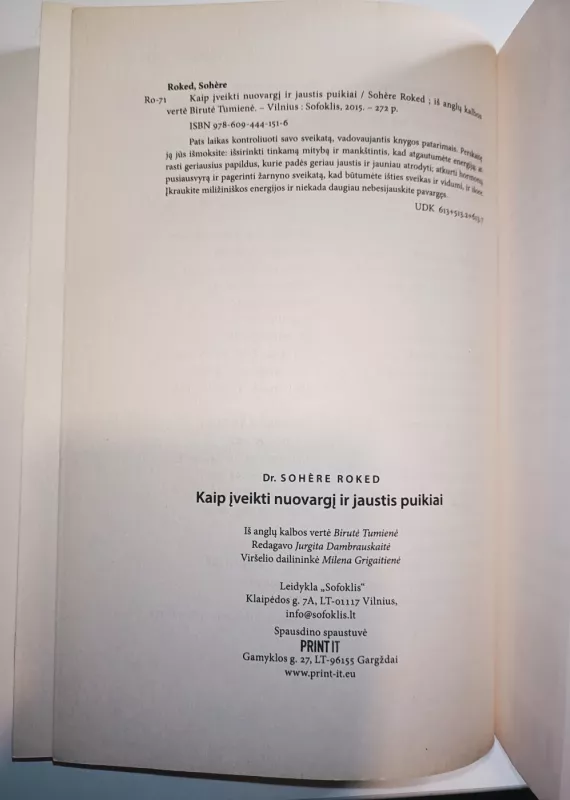 Kaip įveikti nuovargį ir jaustis puikiai - Dr. Sohere Rokeo, knyga 3