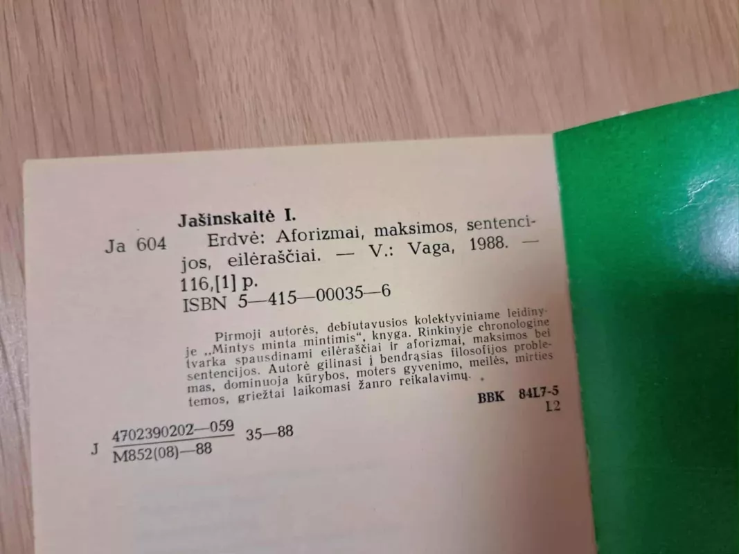 Erdvė - Irena Jašinskaitė, knyga 3