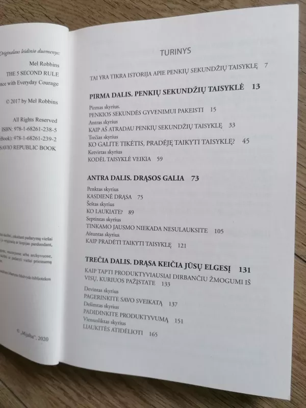 5 sekundžių taisyklė - Mel Robbins, knyga 5