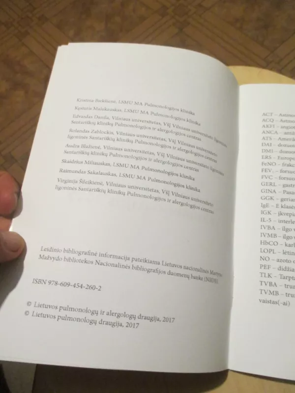 Lietuvos suaugusiųjų sunkios astmos diagnostikos ir gydymo rekomendacijos, 2017 - Kristina Biekšienė, knyga 5