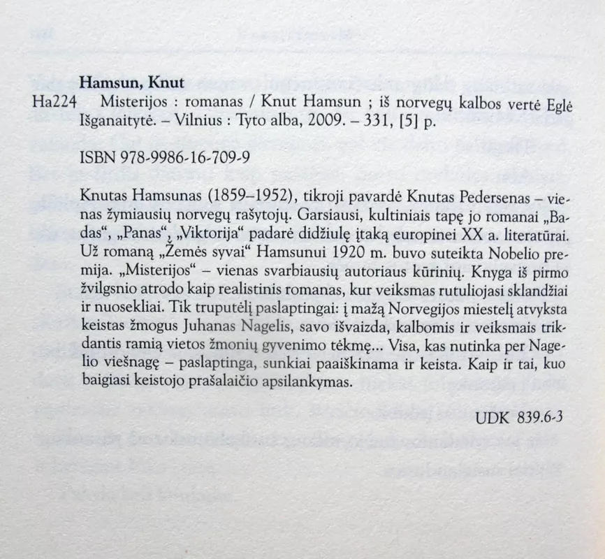 Misterijos - Knut Hamsun, knyga 4