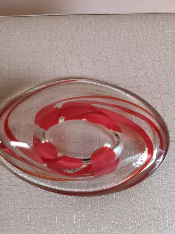 Storo stiklo skaidrus su raudonais potėpiais indas - saldaininė - , namai ir interjeras 6