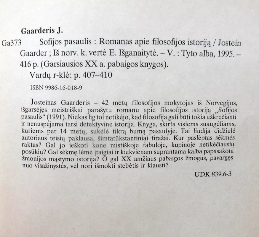 Sofijos pasaulis - Jostein Gaarder, knyga 4
