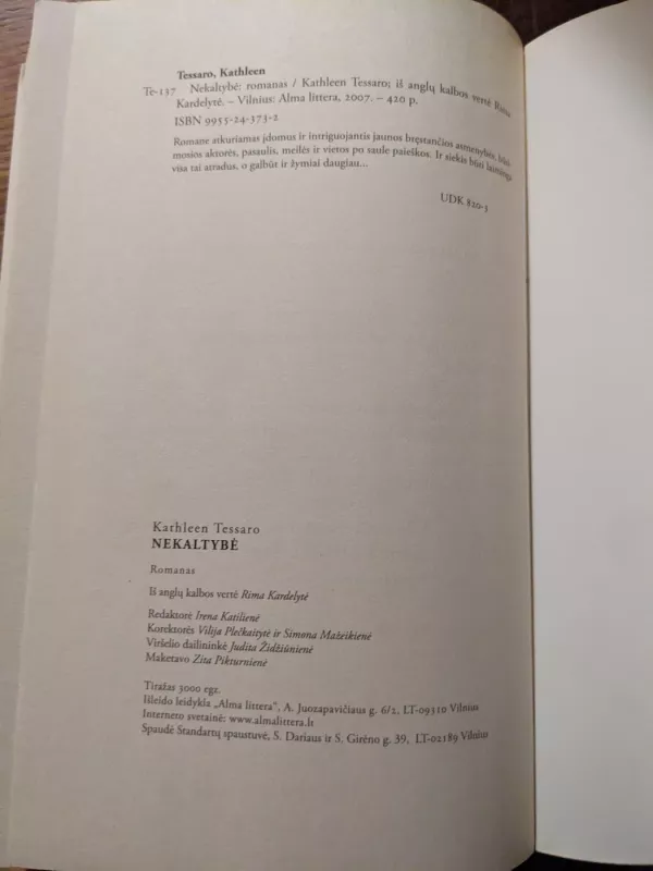 Nekaltybė - Kathleen Tessaro, knyga 5