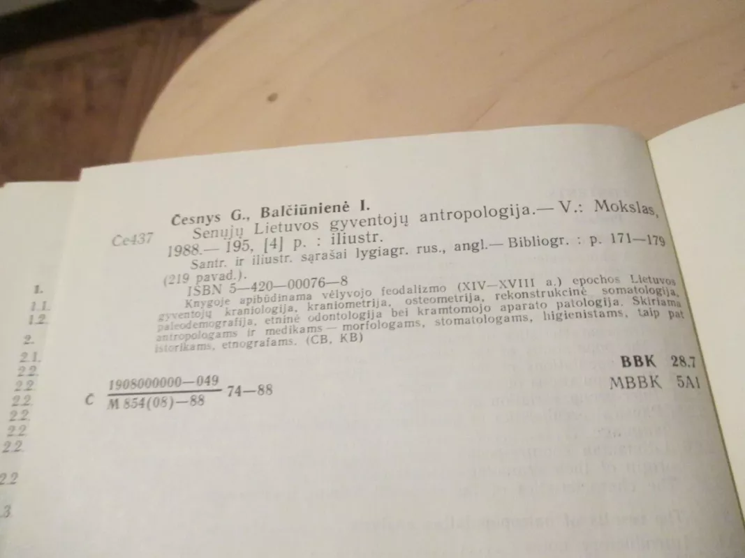 Senųjų Lietuvos gyventojų antropologija - G. Česnys, I.  Baličiūnienė, knyga 5