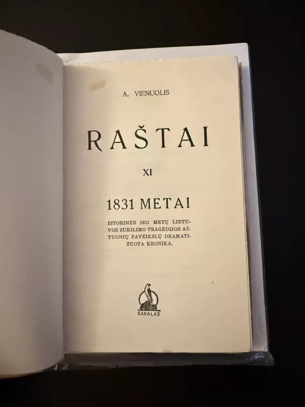 Raštai XI tomas 1831metai - A. Vienuolis, knyga 3