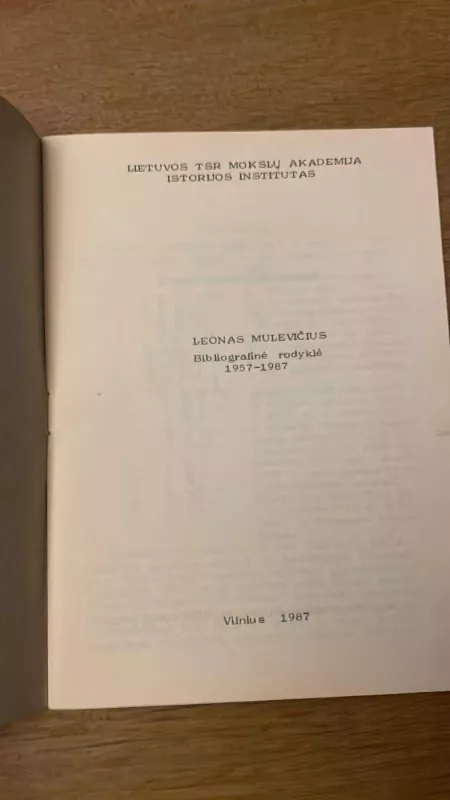 Leonas Mulevičius Bibliografinė rodyklė 1957-1987 - Leonas Mulevičius, knyga 3