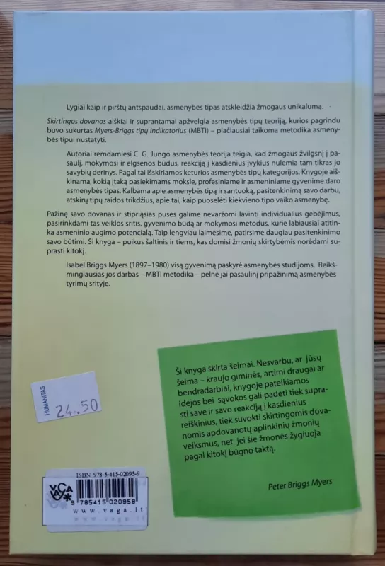 Skirtingos dovanos. Asmenybės tipai - I. Myers, P.  Myers, knyga 4