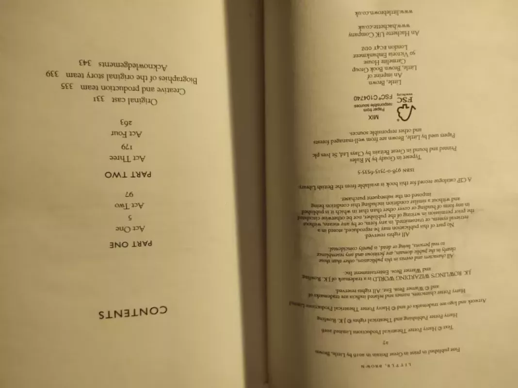 Hary Potter and cursed child - Įvairūs , knyga 3