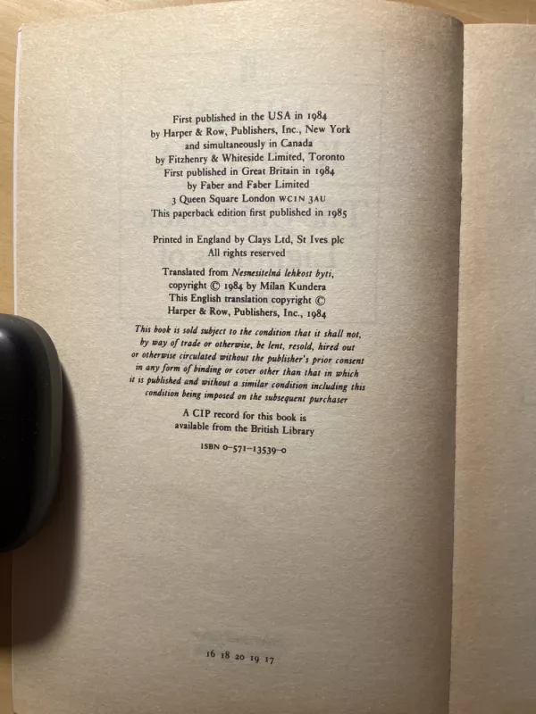 The Unbearable Lightness of Being - Milan Kundera, knyga 4