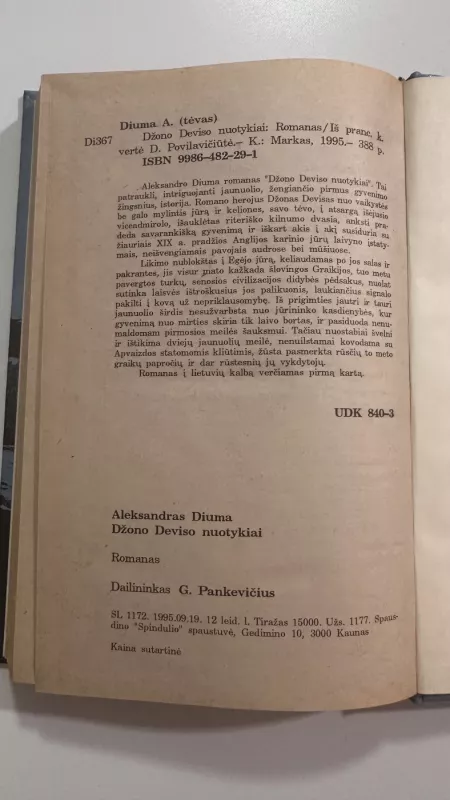 Džono Deviso nuotykiai - Aleksandras Diuma, knyga 5