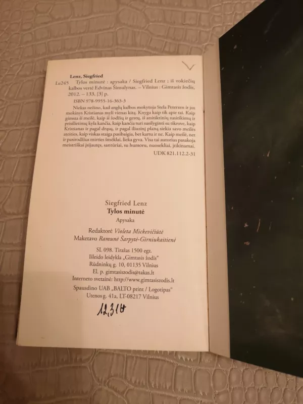 Tylos minutė - Siegfried Lenz, knyga 5