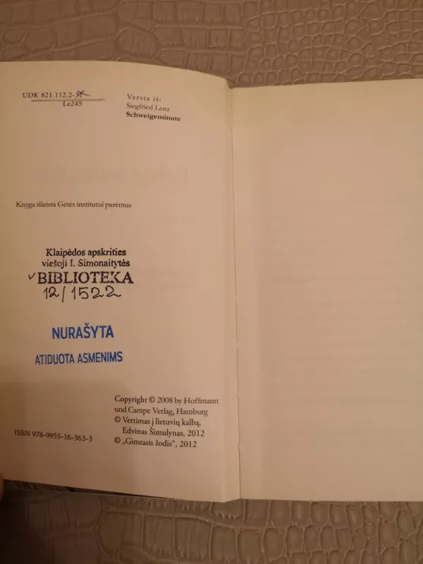 Tylos minutė - Siegfried Lenz, knyga 4