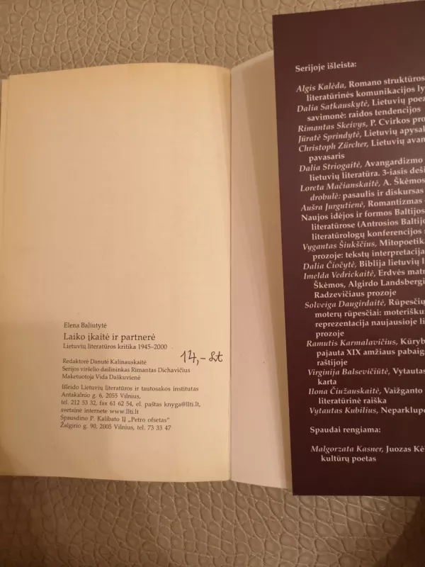 Laiko įkaitė ir partnerė: lietuvių iteratūros kritika 1945-2000 - E. Baliutytė, knyga 3