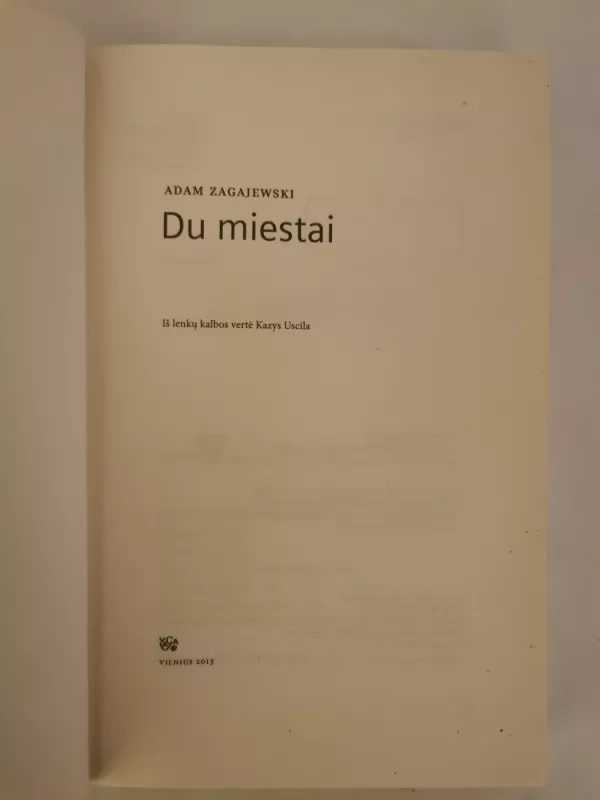 Du miestai - Adam Zagajewski, knyga 3