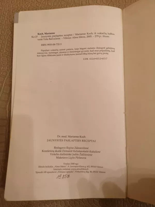 Jaunystės paslapties receptai - Marianne Koch, knyga 5