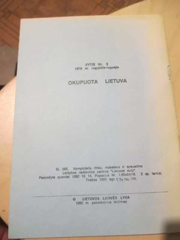 Vytis Nr.3 (1979 rugpjūtis-rugsėjis). Okupuota Lietuva - Autorių Kolektyvas, knyga 4