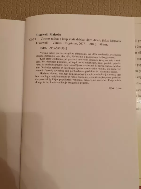 Virsmo taškas: kaip maži dalykai daro didelę įtaką - Malcolm Gladwell, knyga 4