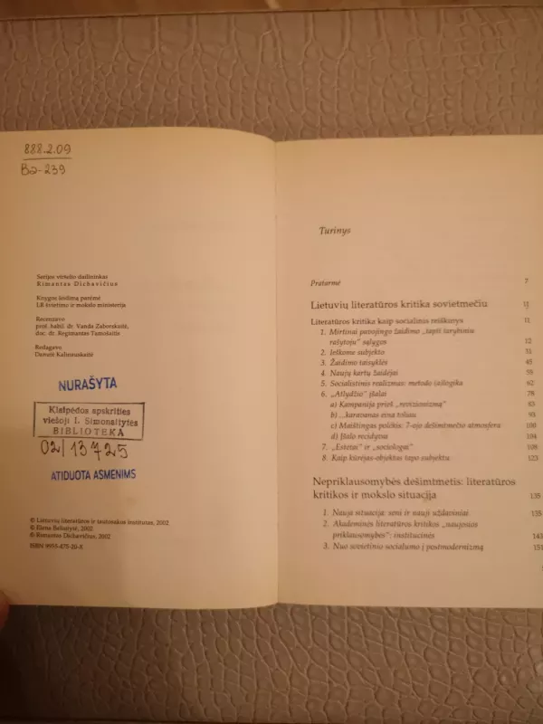 Laiko įkaitė ir partnerė: lietuvių iteratūros kritika 1945-2000 - E. Baliutytė, knyga 6