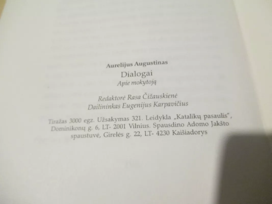 Dialogai: apie mokytoją - Aurelijus Augustinas, knyga 6