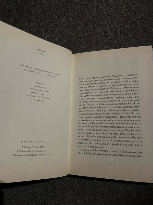 Skelbiamas numeris 49 : romanas - Thomas Pynchon, knyga 5