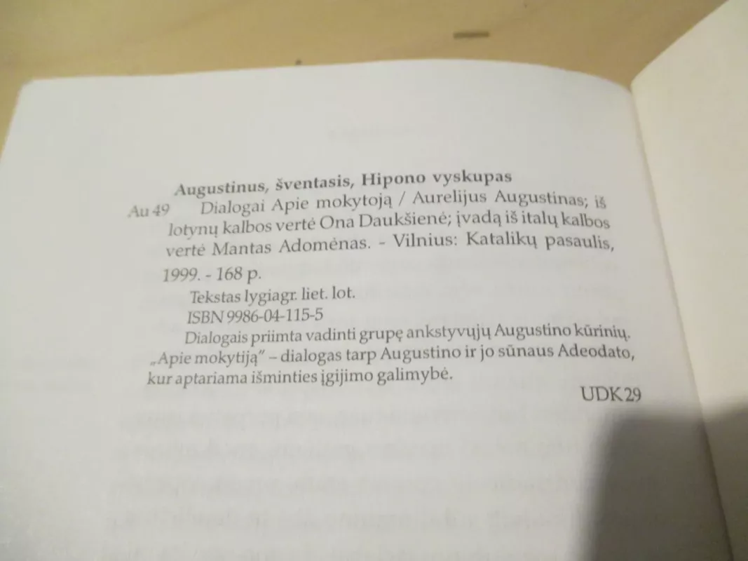 Dialogai: apie mokytoją - Aurelijus Augustinas, knyga 4