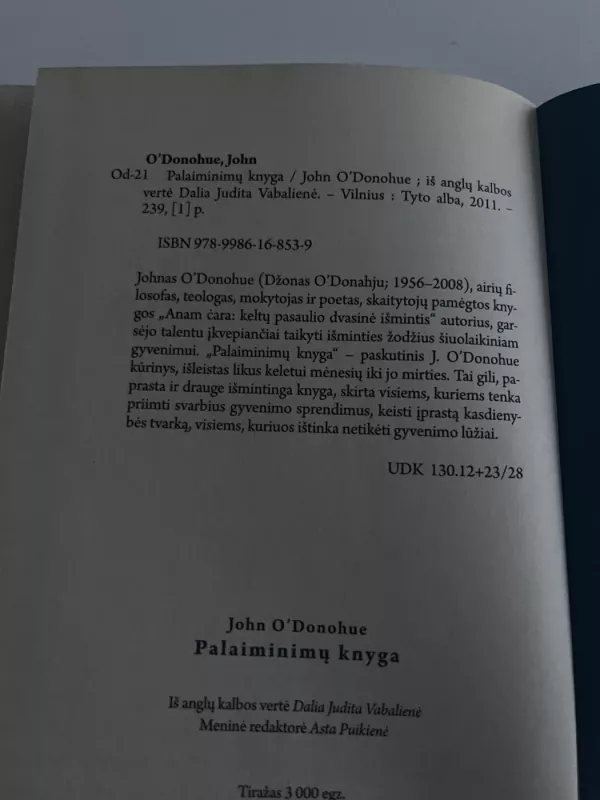 Palaiminimų knyga - John O'Donohue, knyga 3