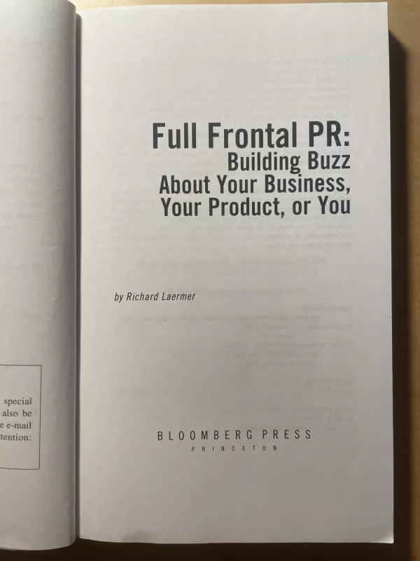 Full Frontal PR: building buzz about your business, your product,  or You - Richard Laermer, knyga 4