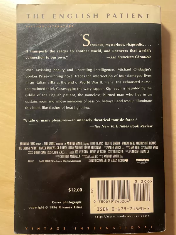 The English Patient - Michael Ondaatje, knyga 3