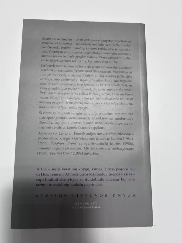 Nieko bendra neturinčiųjų bendrija - Alphonso Lingis, knyga 3