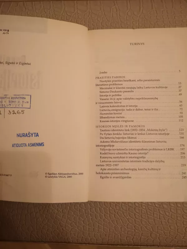 Praeitis, istorija ir istorikai - Egidijus Aleksandravičius, knyga 6