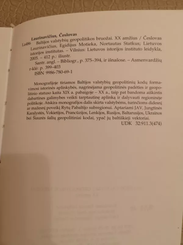 Baltijos valstybių geopolitikos bruožai XX amžius - Autorių Kolektyvas, knyga 5