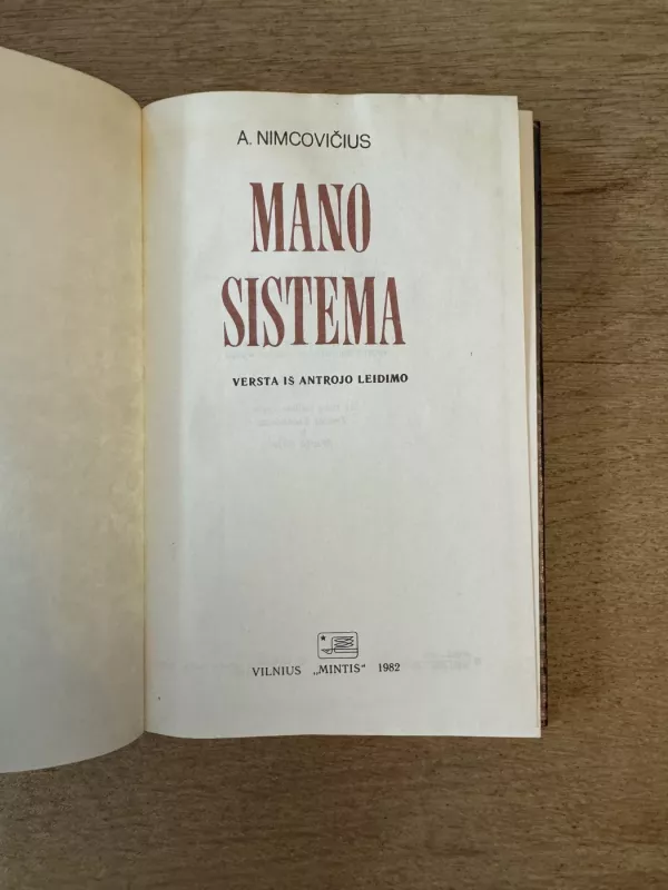 Mano sistema - A. Nimcovičius, knyga 3