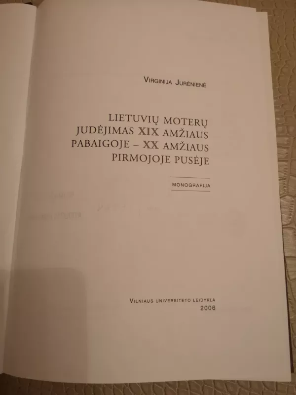 Lietuvių moterų judėjimas XIX amžiaus pabaigoje - XX amžiaus pirmojoje pusėje - Virginija Jurėnienė, knyga 5