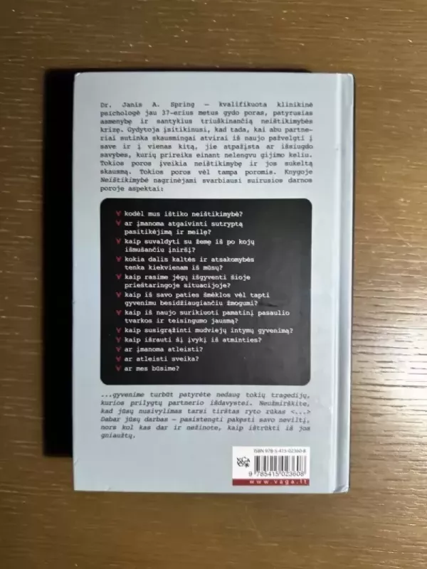 „Neištikimybė. Kaip išgydyti partnerio sukeltą skausmą ir atgauti pasitikėjimą“ - Janis A.,  Spring Michael Spring, knyga 5