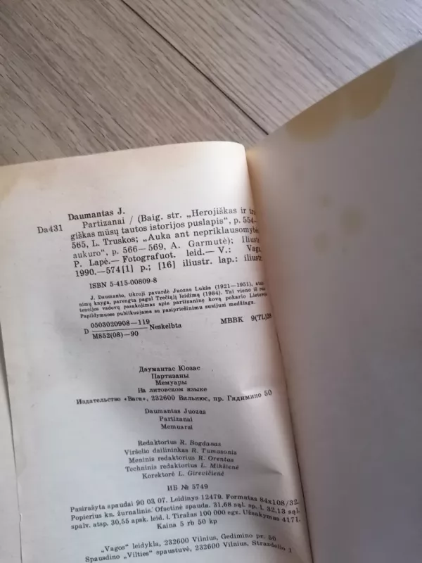 Partizanai - Juozas Daumantas, knyga 5