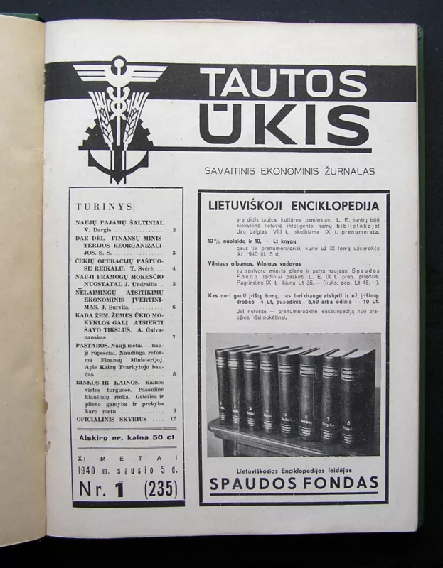 Tautos ūkis 1940 - Vyr. redaktorius Vladas Juodeika, knyga 2