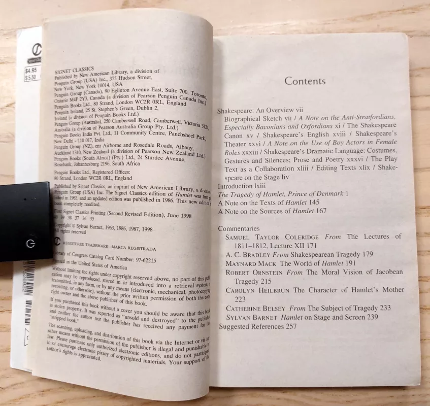 Hamlet (Signet Classics)/ SYLVAN BARNET EDITOR - William Shakespeare, knyga 4