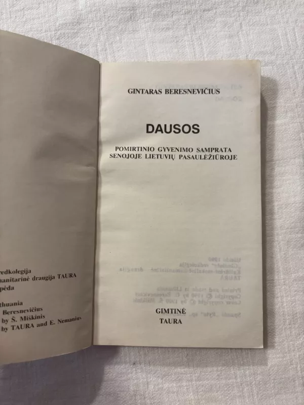 Dausos • Pomirtinio gyvenimo samprata senojoje lietuvių pasaulėžiūroje - Gintaras Beresnevičius, knyga 3