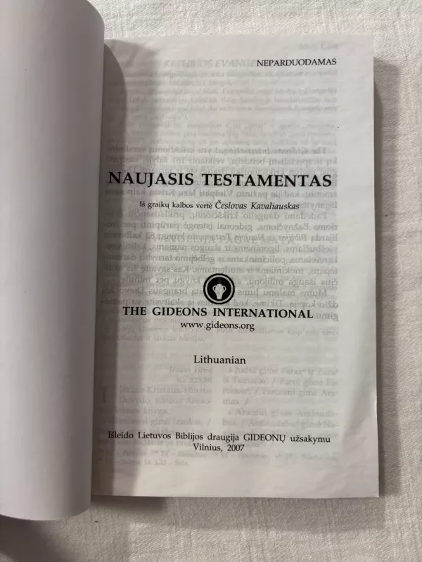 Naujasis testamentas - Vertė Česlovas Kavaliauskas, knyga 3