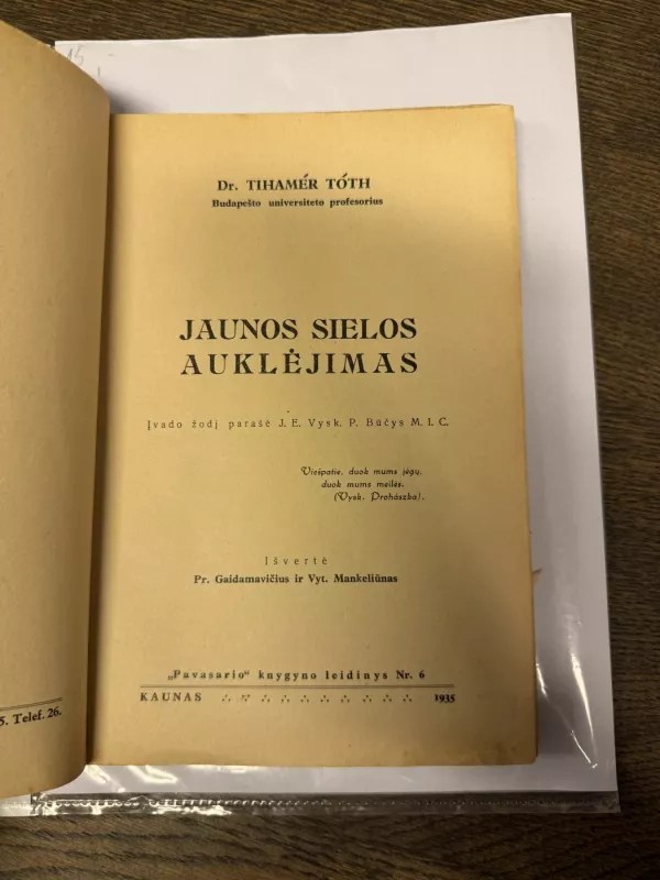 Jaunos sielos auklėjimas - Tihamer Toth, knyga 3