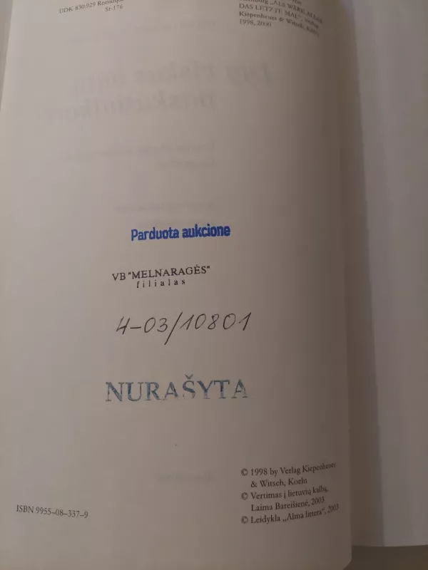 Lyg viskas būtų paskutinįkart - Wilhelm von Sternburn, knyga 4
