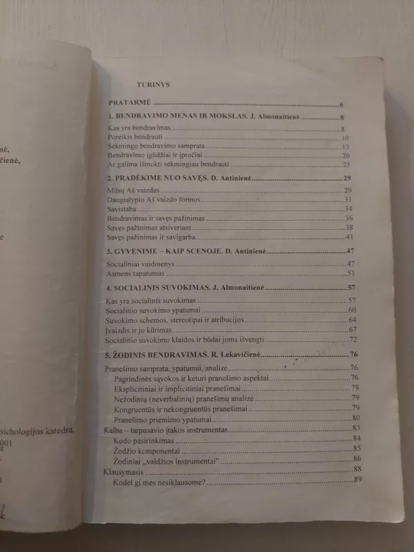 Bendravimo psichologija - Autorių kolektyvas, red. J. Almonaitienė, knyga 5